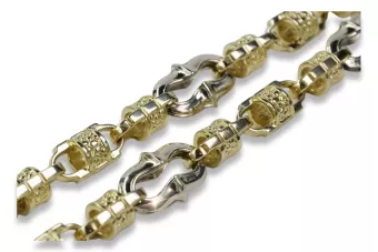 Chaîne unique italienne en or jaune blanc 14 carats cc053yw