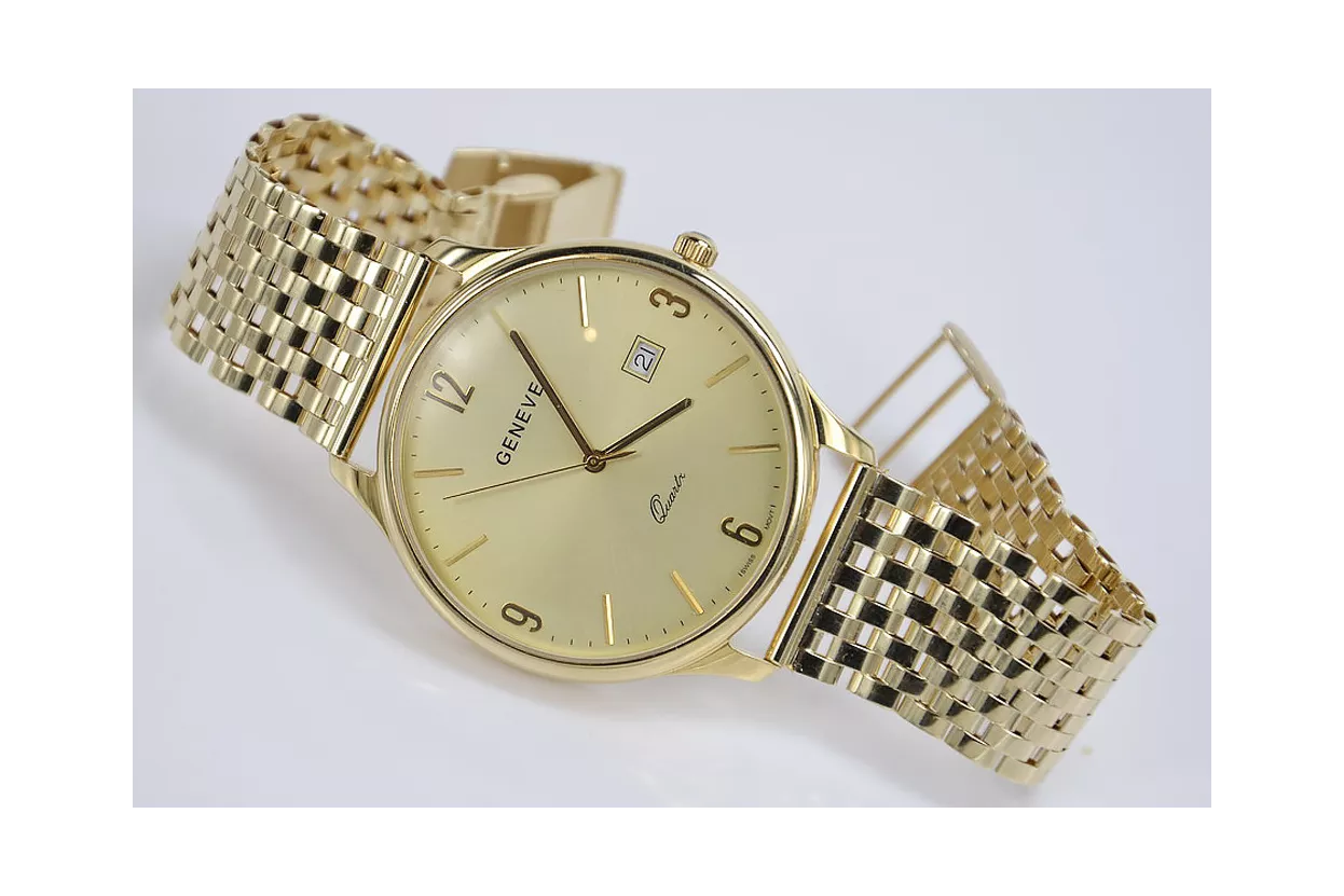 Gold men's watch Geneve ★ zlotychlopak.pl ★ Gold purity 585 333 Low Price!