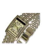 14K Gold Rectangular Women's Watch with Cubic Zirconia