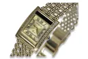 14K Gold Rectangular Women's Watch with Cubic Zirconia