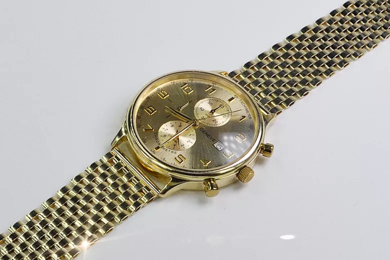 Жълт 14k златен мъжки часовник Geneve mw005y&mbw008y