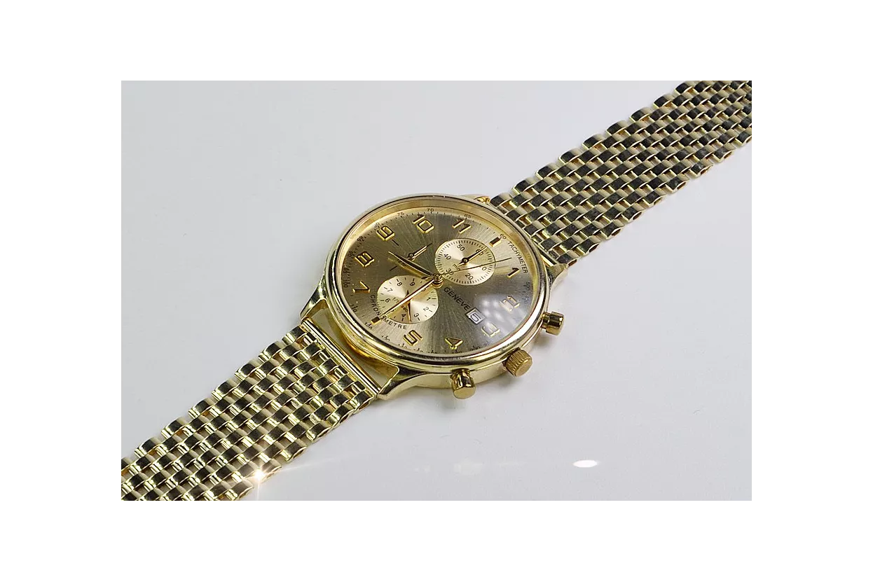 Жълт 14k златен мъжки часовник Geneve mw005y&mbw008y