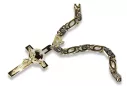 Croix et chaîne catholiques en or jaune blanc 14 carats italien