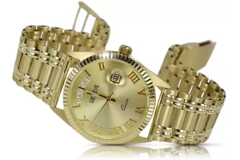 Montre homme en or jaune 14 carats 585 Geneve mw013ydg&mbw006y