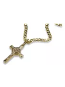 Italian yellow 14k gold Catholic cross & Gourmette chain