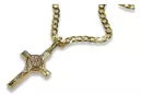 Italian yellow 14k gold Catholic cross & Gourmette chain