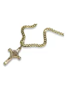 Italian yellow 14k gold Catholic cross & Gourmette chain