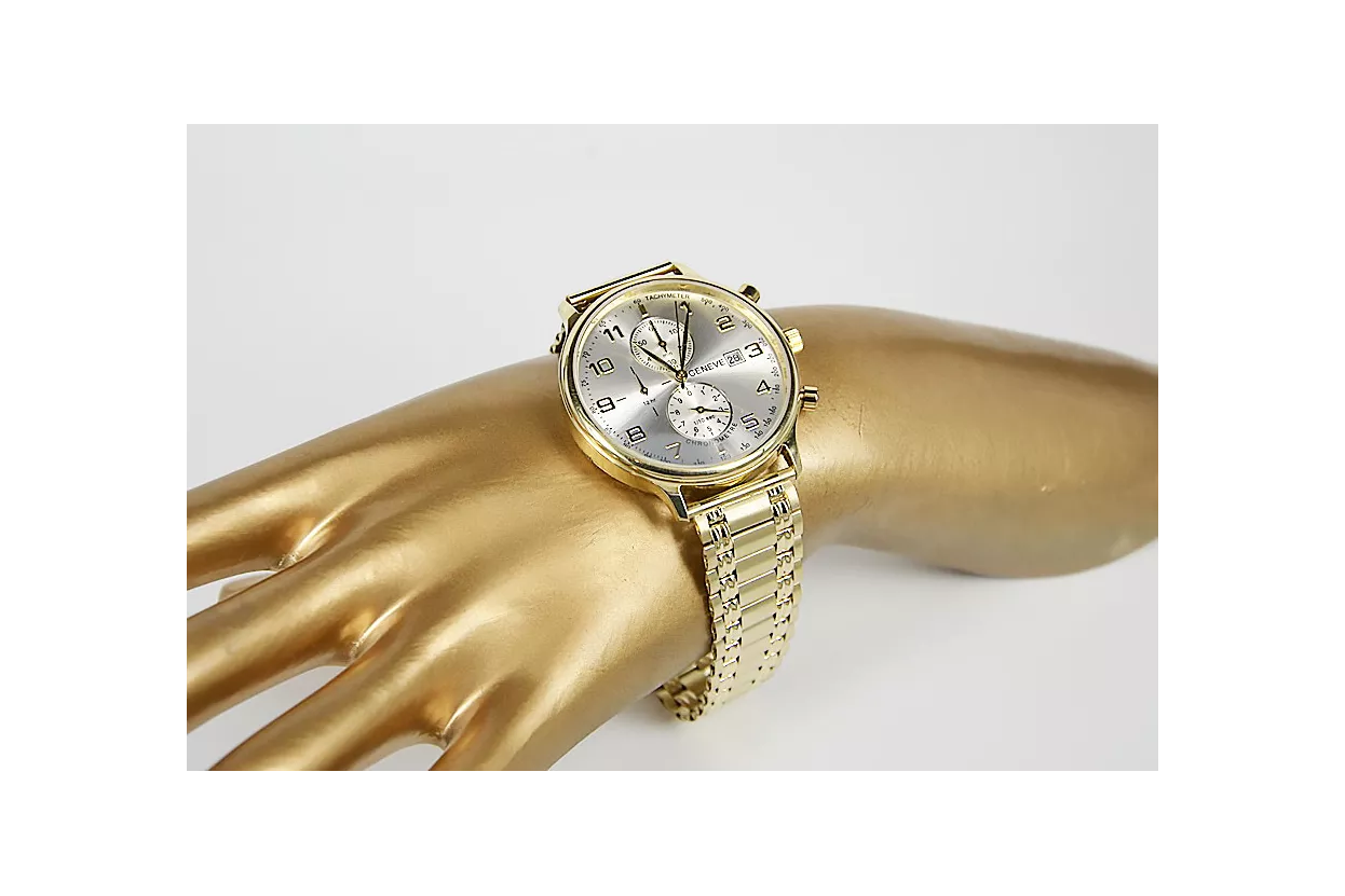 Жовтий 14k чоловічий годинник Geneve mw005ydw&mbw006y