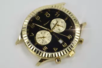 Итальянский желтый 14k 585 золото мужские часы Geneve mw007ydb&mbw007y