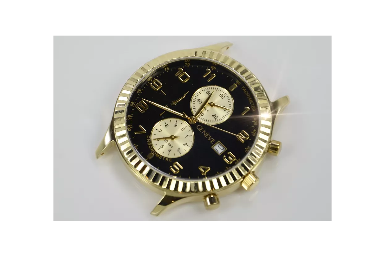 Gold men's watch Geneve ★ zlotychlopak.pl ★ Gold purity 585 333 Low Price!