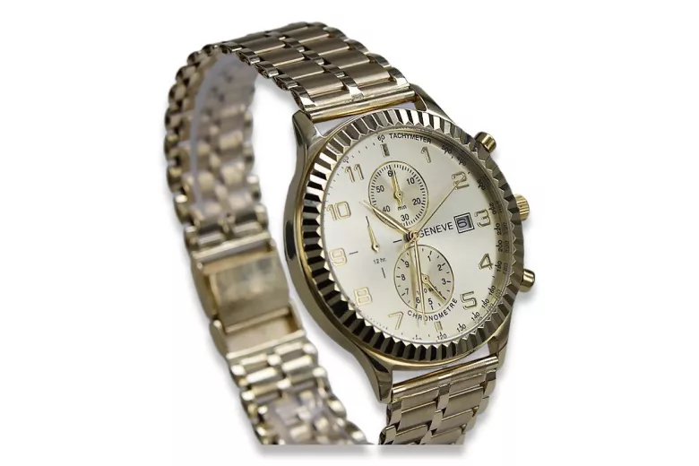 Reloj de oro para hombre Geneve ★ zlotychlopak.pl ★ Pureza de oro 585 333 Precio bajo!