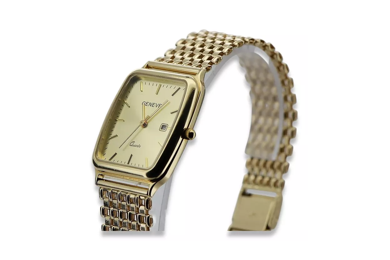 14K Gold Men's Watch, Rectangular, Italian