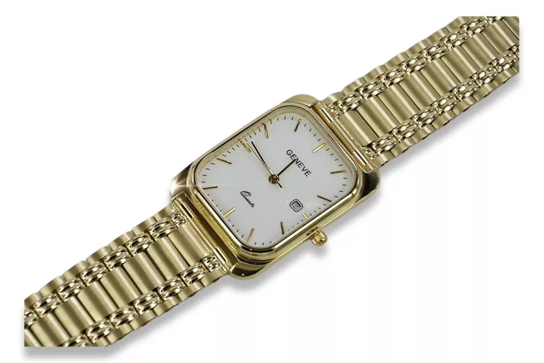 Gold men's watch Geneve ★ zlotychlopak.pl ★ Gold purity 585 333 Low Price!