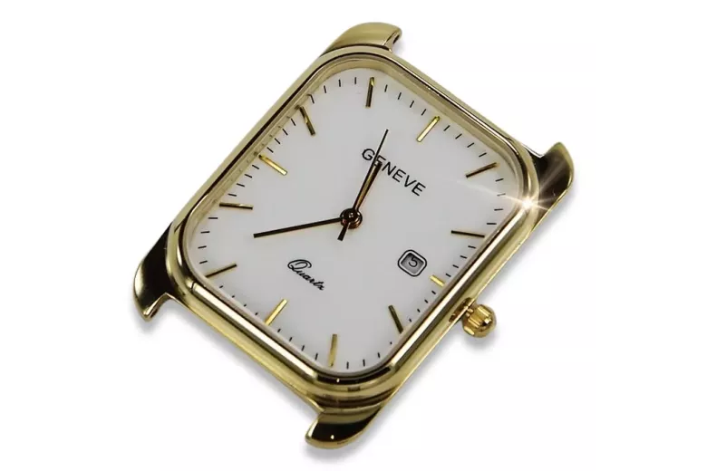 Gold men's watch Geneve ★ zlotychlopak.pl ★ Gold purity 585 333 Low Price!