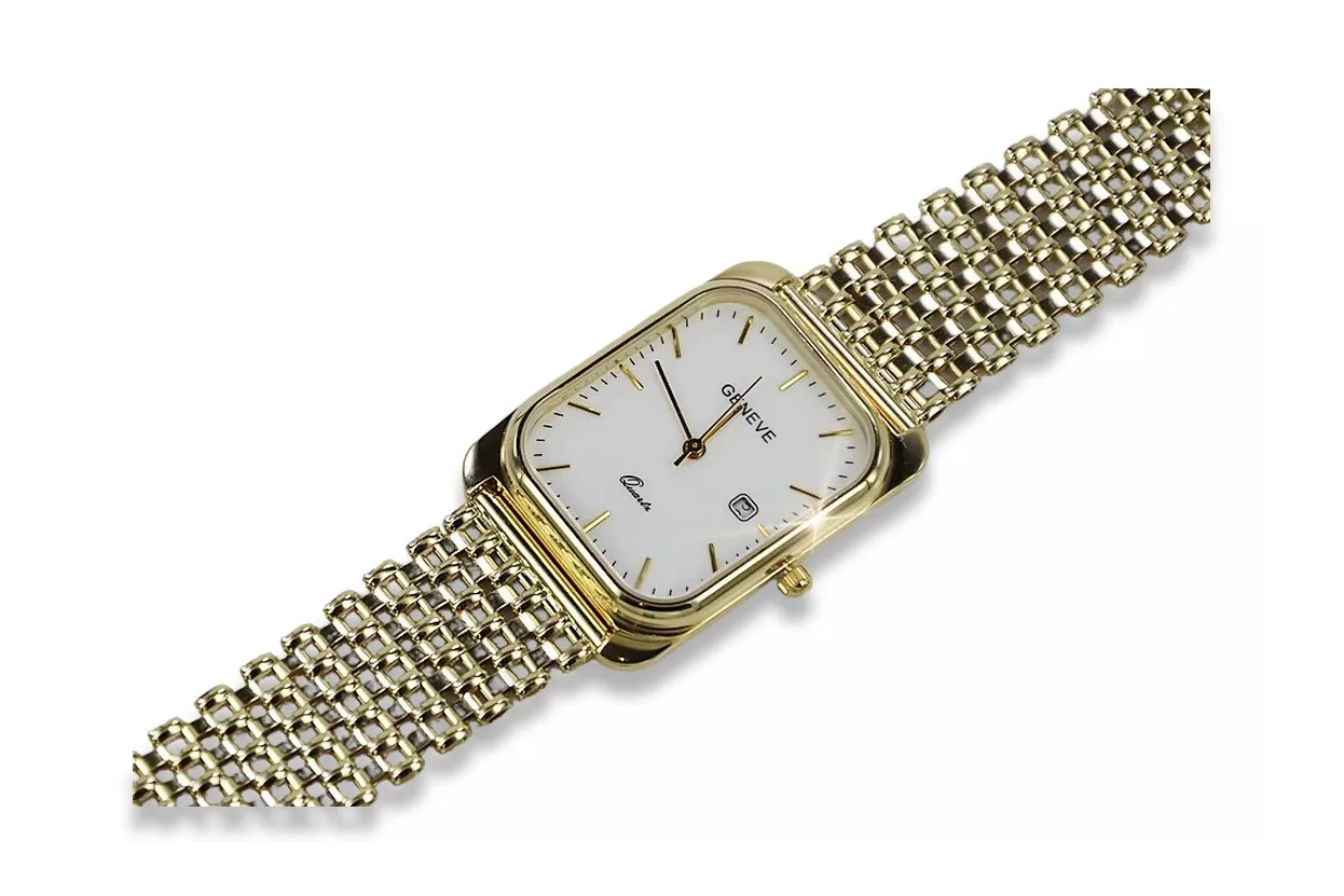 Gold men's watch Geneve ★ zlotychlopak.pl ★ Gold purity 585 333 Low Price!