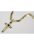 Croix catholique italienne jaune blanc 14 carats & Chaîne élégante