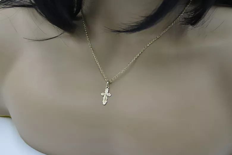 Gold Orthodox cross with chain ★ zlotychlopak.pl ★ Gold sample 585 333 Low price