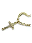 Yellow 14k gold Catholic cross & Gourmette chain ctc024yw&cc001y