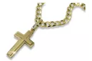 Yellow 14k gold Catholic cross & gourmette chain ctc026y&cc001y