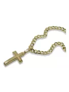 Croix catholique jaune 14 carats & chaîne gourmande ctc026y&cc001y