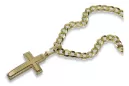 Croix catholique jaune 14 carats & chaîne gourmande ctc026y&cc001y