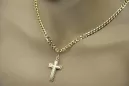 Yellow 14k gold Catholic cross & gourmette chain ctc026y&cc001y