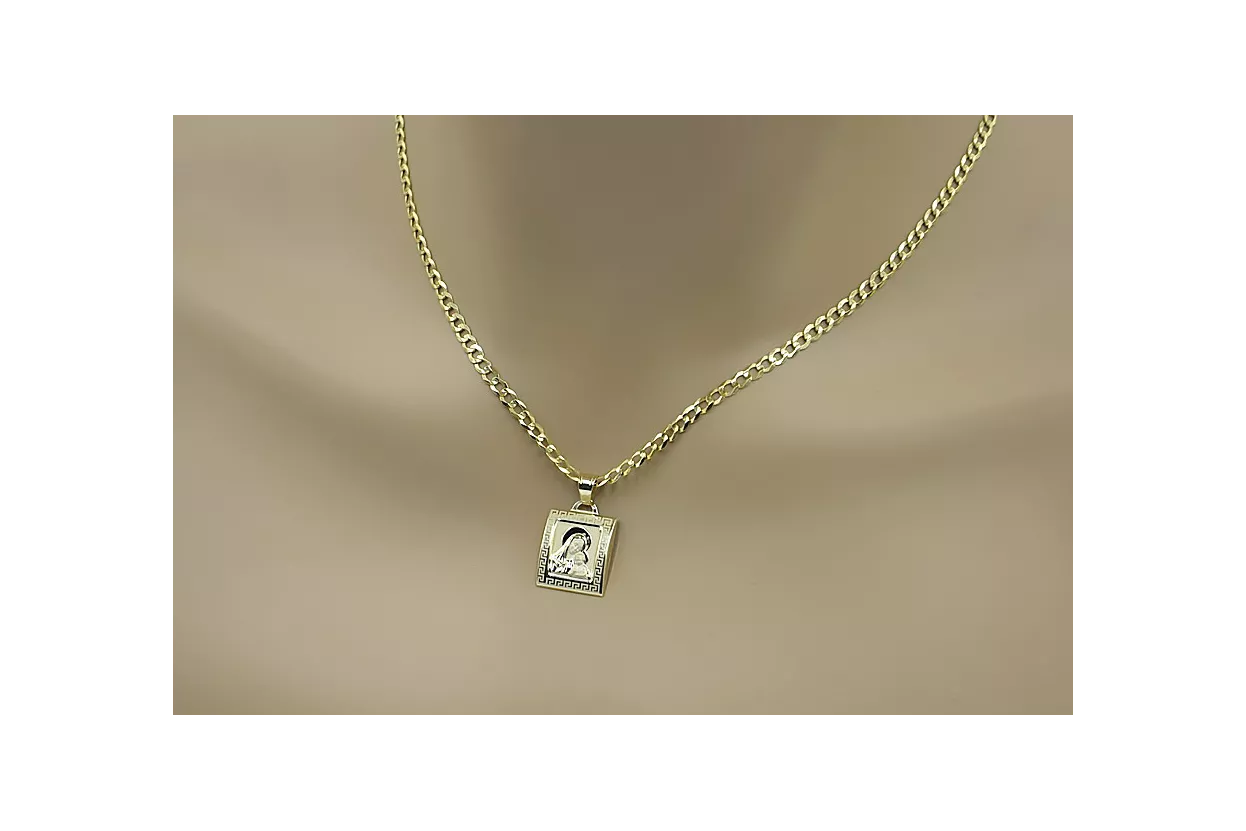 Pendentif en forme d’icône médaillon en or Mary avec chaîne ★ zlotychlopak.pl ★ or 585 333 prix bas