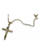 Italian yellow 14k gold Catholic Cross & Anchor chain