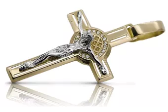 Jaune blanc or 14 carats catholique Jezus cross ctc027yw