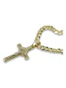 Italian yellow 14k gold Catholic cross & gourmette chain ctc027yw&cc001y