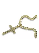 Chaîne italienne en or jaune 14 carats et croix catholique ctc027yw&cc001y