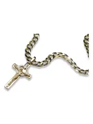 Croix catholique italienne jaune 14 carats et chaîne gourmande ctc010yw&cc001y