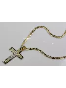 Italian yellow 14k gold Catholic cross & chain