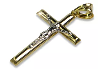 Rose russe soviétique italien jaune 14 carats croix catholique ctc001yw