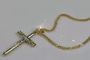 Italian yellow 14k gold Catholic Cross & Spiga chain ctc001y&cc036y