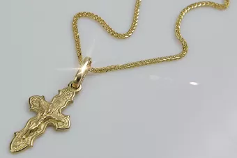 14 Karat Gold Orthodox Cross Anhänger & Spiga Goldkette oc014y&cc036y