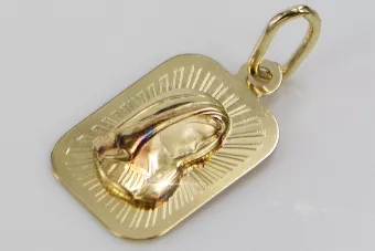 Yellow gold Mary medallion icon pendant pm012y