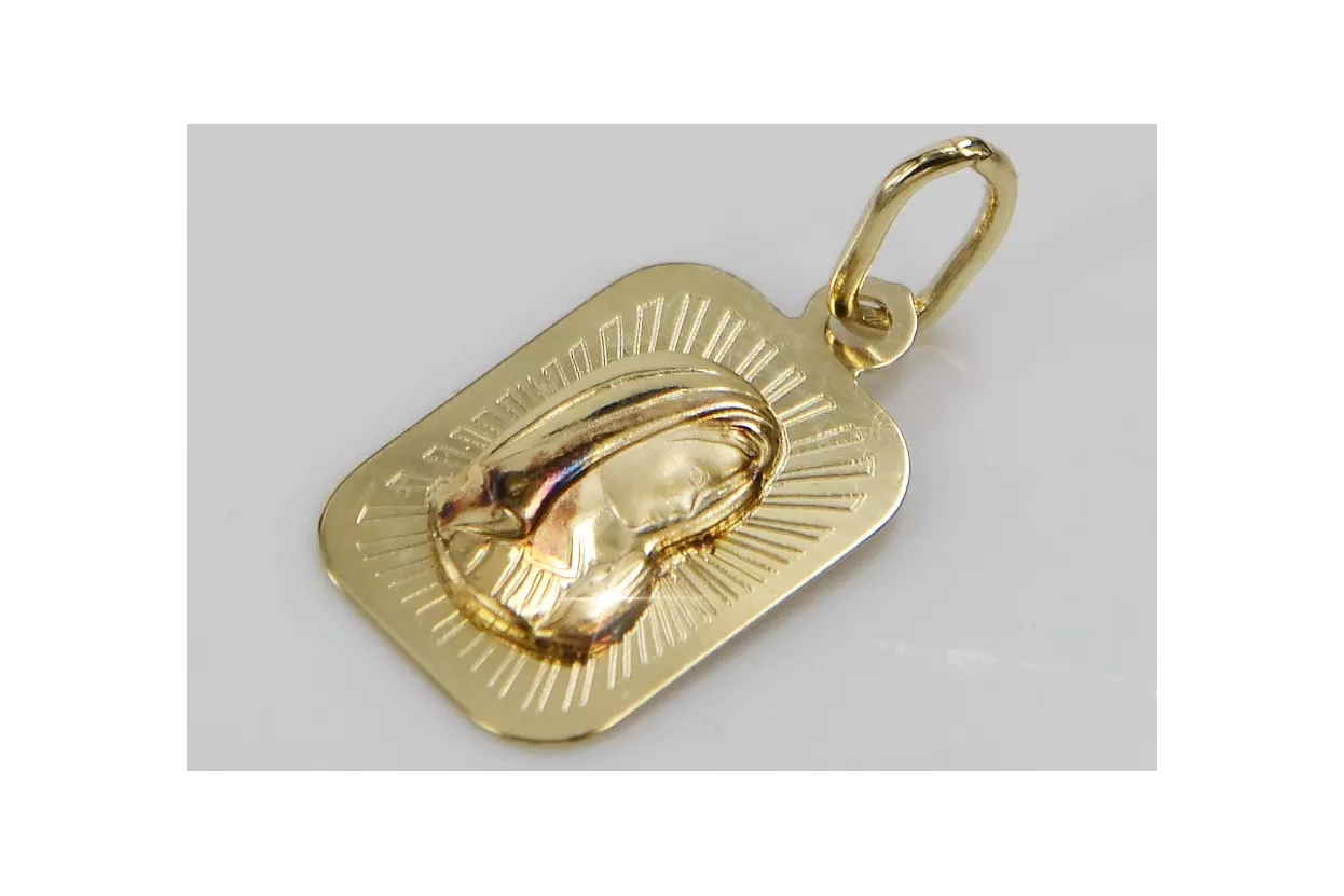 Gelbgold Mary Medaillon Ikone Anhänger pm012y