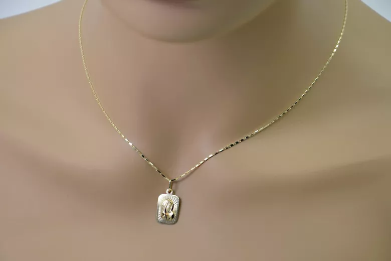 Pendentif en forme d’icône médaillon en or Mary avec chaîne ★ zlotychlopak.pl ★ or 585 333 prix bas