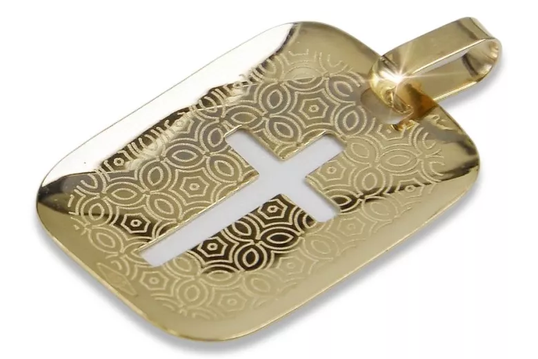 Jezus-Medaillon-Symbol-Anhänger aus 14-karätigem Gelbgold, pm009y