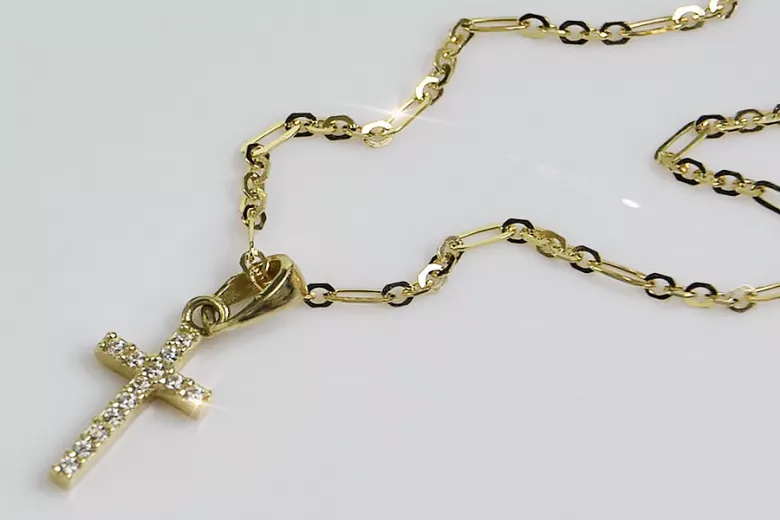 Catholic Cross & Anchor 14k gold chain ctc012y&cc084y