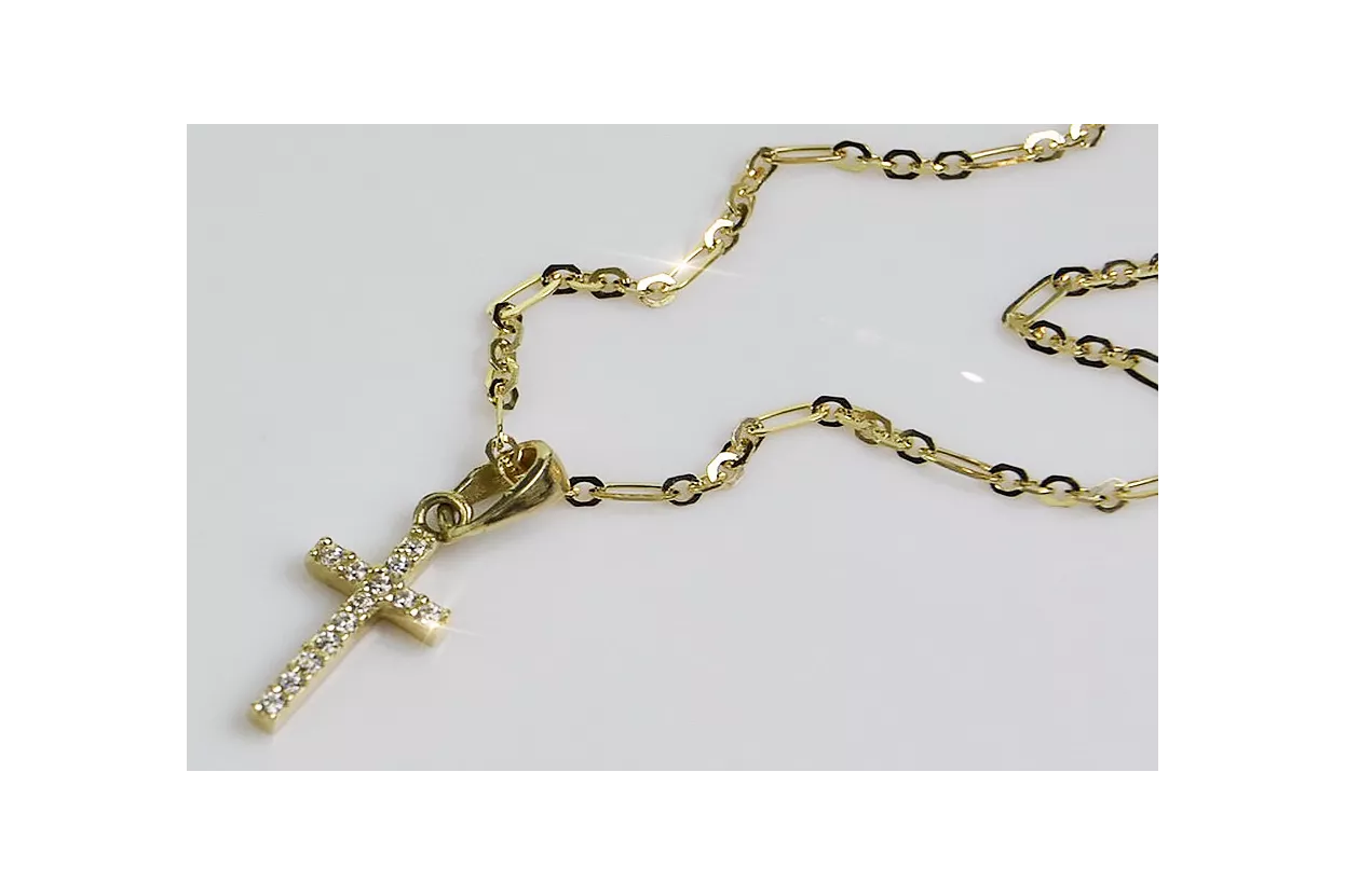 Catholic Cross & Anchor 14 Karat Goldkette ctc012y&cc084y