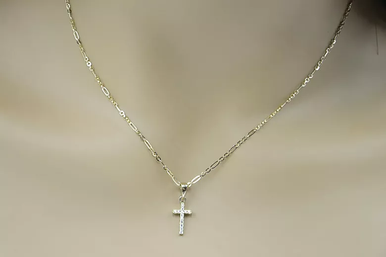 Catholic Cross & Anchor 14 Karat Goldkette ctc012y&cc084y