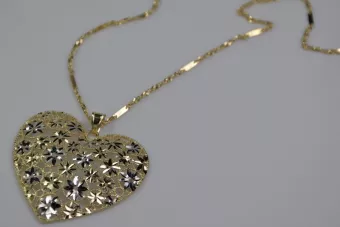 Italian 14k gold modern heart pendant & Rope chain cpn003yw&cc012y