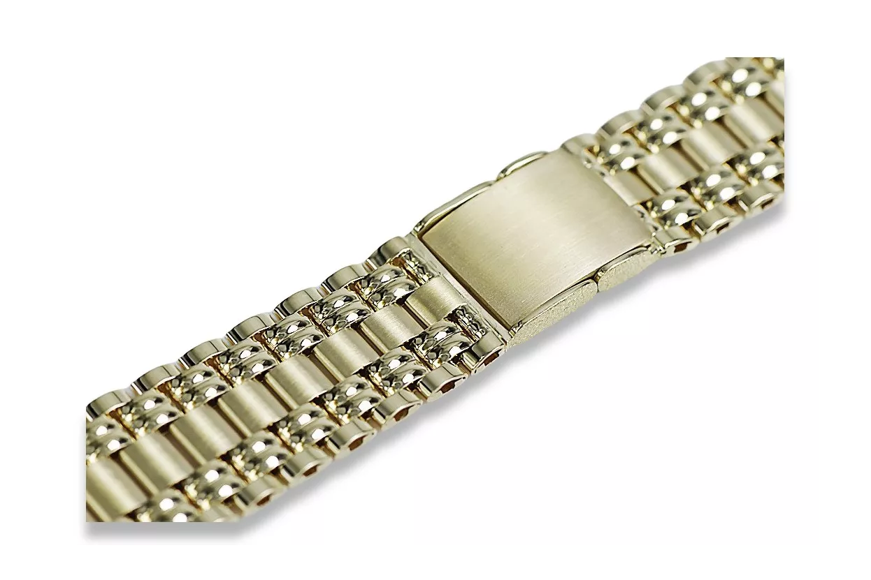 Pulsera de reloj de hombre de oro amarillo italiano de 14k mbw012yo