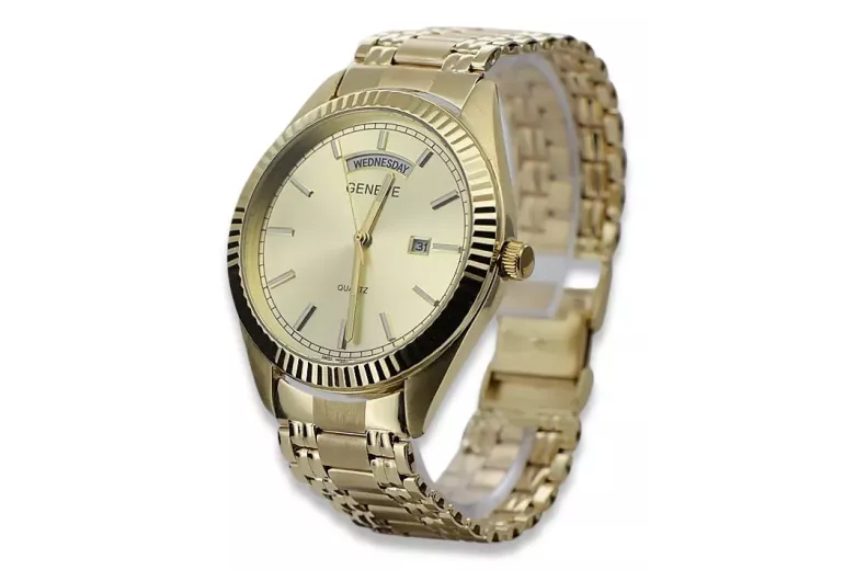 Reloj de oro para hombre Geneve ★ https://zlotychlopak.pl/es/ ★ Pureza del oro 585 333 ¡Precio bajo!