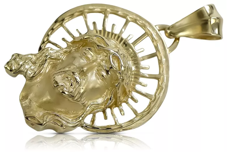 Pendentif Jezus médaille d’icône en or jaune 14 carats pj008y