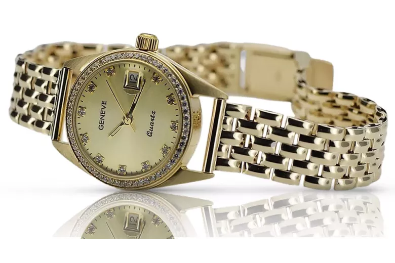 Gold men's watch Geneve ★ zlotychlopak.pl ★ Gold purity 585 333 Low Price!