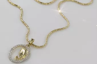 Mother of God 14k gold medallion & Snake chain pm011y&cc080y