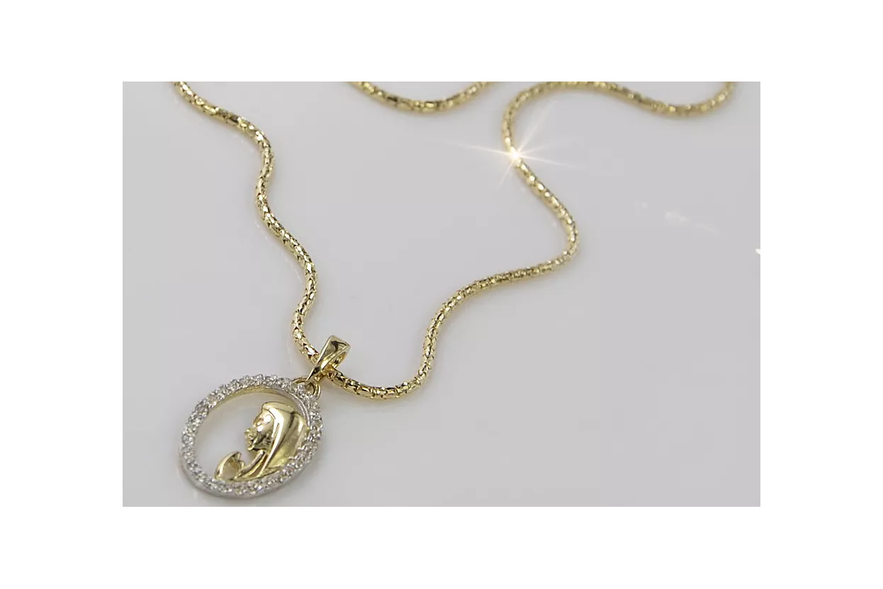 Mother of God 14k gold medallion & Snake chain pm011y&cc080y